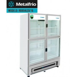 REFRIGERADOR METALFRIO VERTICAL 42 PIES, 8 PARRILLAS, 4 PUERTAS DE CRISTAL ABATIBLES, ILUMINACIÓN LED.