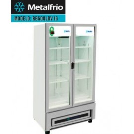 REFRIGERADOR METALFRIO VERTICAL, 2 PUERTAS DE CRISTAL, ILUMINACIÓN LED.